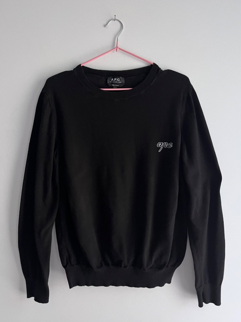 A.P.C. cotton sweater with cursive embroidered logo - Black - Size XL
